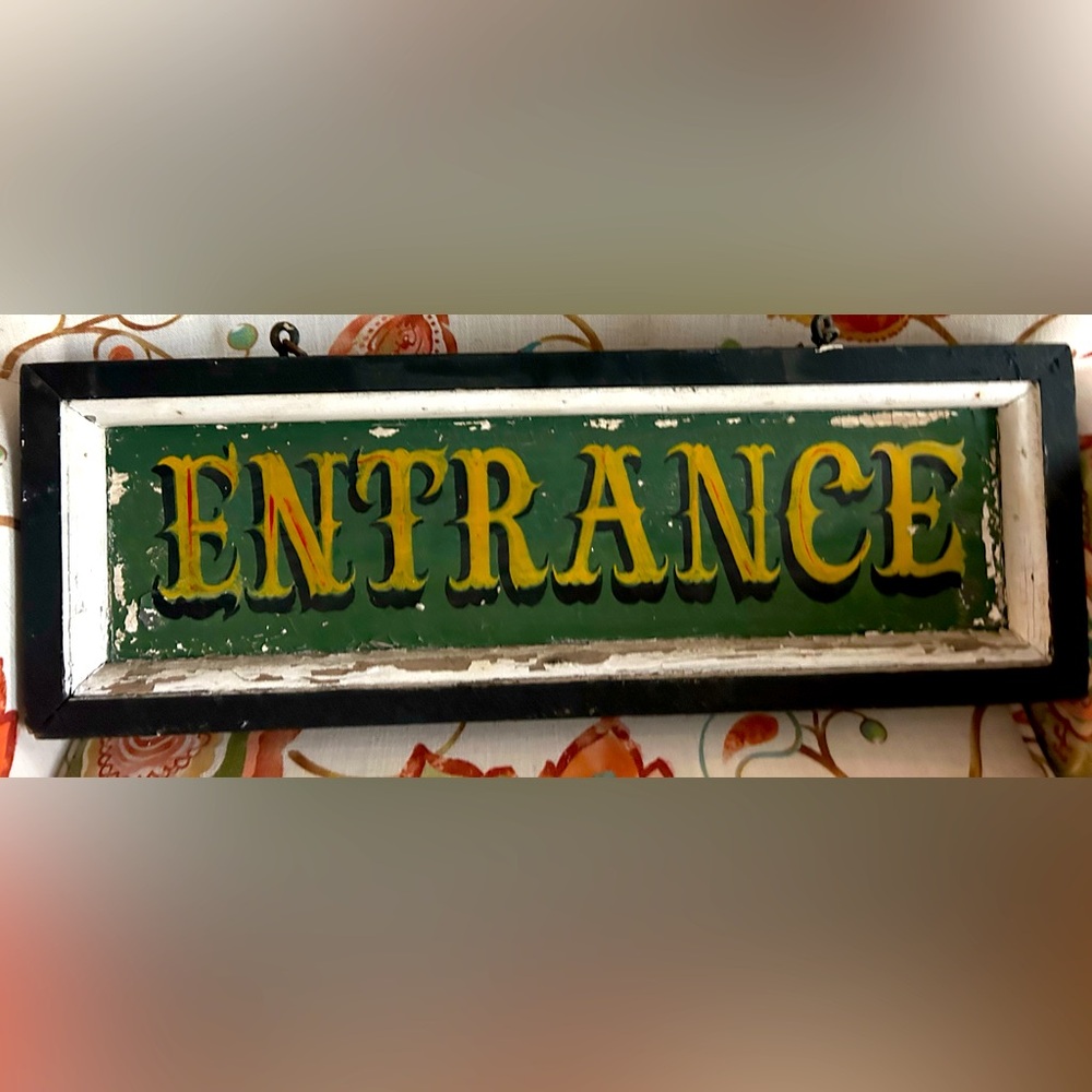 Vintage Entrance Decor Accent Sign Salvage Wood retro decor green black yellow